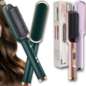 2 in 1 electric hair straightener curler heating styling comb model 909 hair straightening brush styling comb